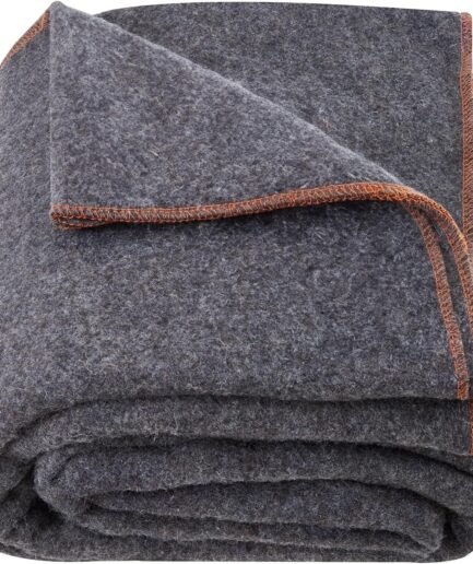 Wool Camping Blanket, Large Warm Stadium Blanket, Flame Retardant, Great for Outdoors, Picnics, Hiking, Sports Events, Travel, Car & Bushcraft Survival Kits, 64" x 88", Light Grey Wool Blankets