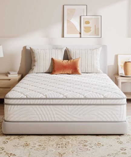 10 Inch King Size Mattress for Motion Isolation & Pain Relief, Hybrid King Mattress with Comfort Foam & Pocket Springs, Plush Bed Mattresses in a Box by