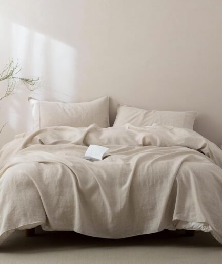 100%  Pure Linen Sheets Set Twin Size,Oeko-TEX Certified Bedding, All-Season Breathable for Hot Sleepers,16 Inch Deep Pocket Machine Washable 3-Piece (Natural Linen)