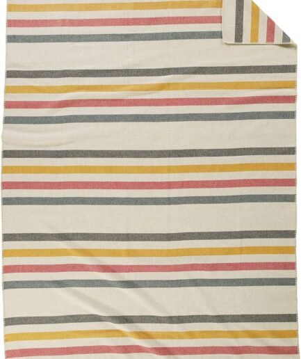 Easy Care Wool Blanket Twin 66" x 96" - 100% Wool with Whipstitch Binding, All Season, Washable, Soft and Durable Blanket for Home and Outdoor Adventures -Vintage Glacier